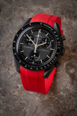 Red Curved Rubber Strap For Moonswatch