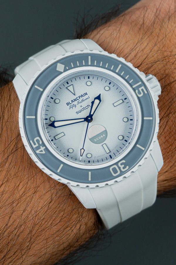 White Rubber Strap for Blancpain Fifty Fathoms X Swatch Collaboration.