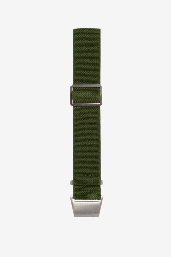 Green nylon parachute watch strap