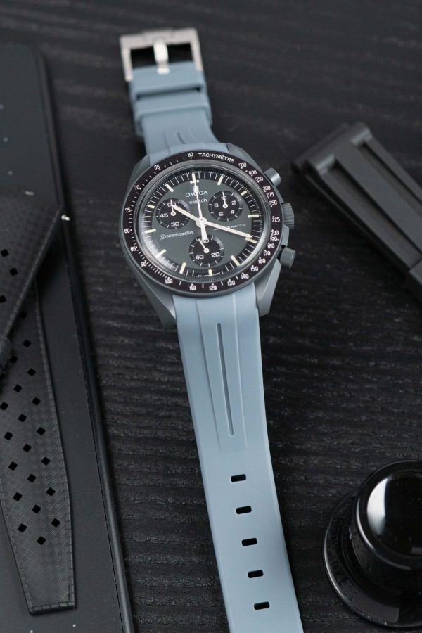 Grey Grand Prix Curved Rubber Strap On Moonswatch Mission To Mercury