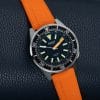 Squale 1521 Militaire + Orange Straight End Rubber Watch Strap