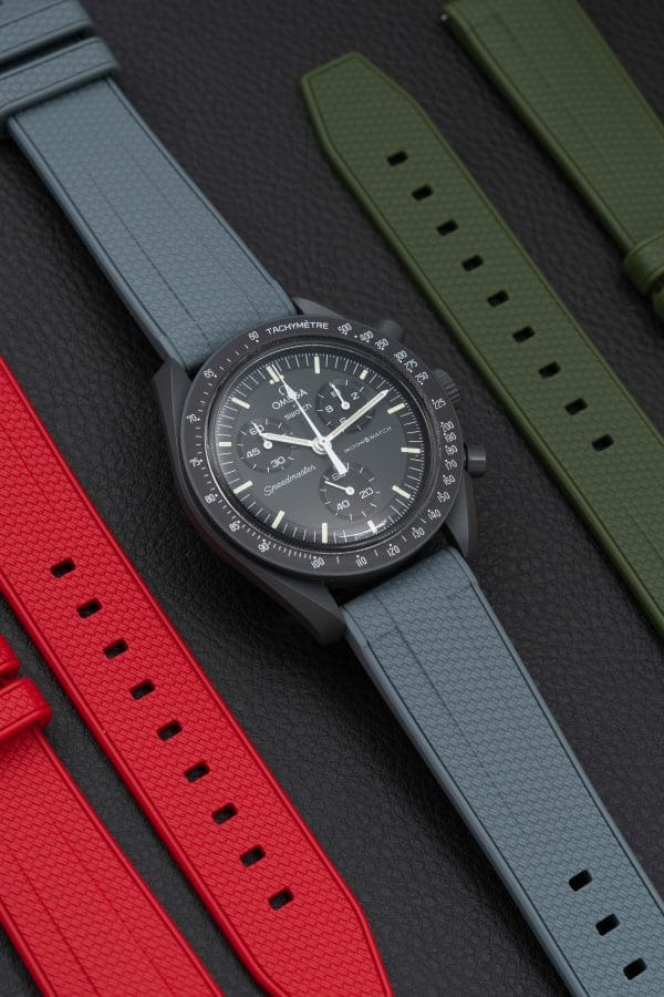 Grey Straight End Rubber Watch Strap Omega x Swatch Mission To Mercury