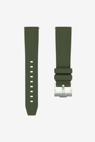 Army Green Straight End Rubber Watch Strap