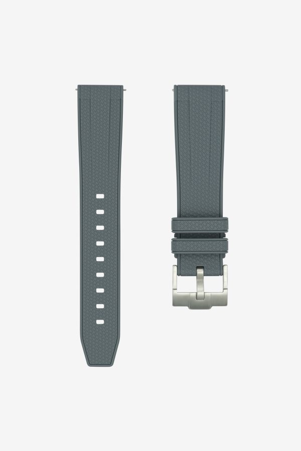 Grey Straight End Rubber Watch Strap