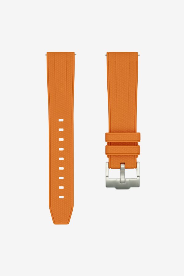 Orange Straight End Rubber Watch Strap