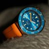 Textured Orange Rubber Watch Strap With Stitches